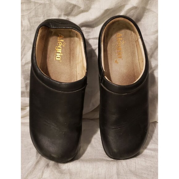Alegria Black Leather Slip on Slip Resistant Clog Size 41 - 10 GUC - Picture 1 of 7